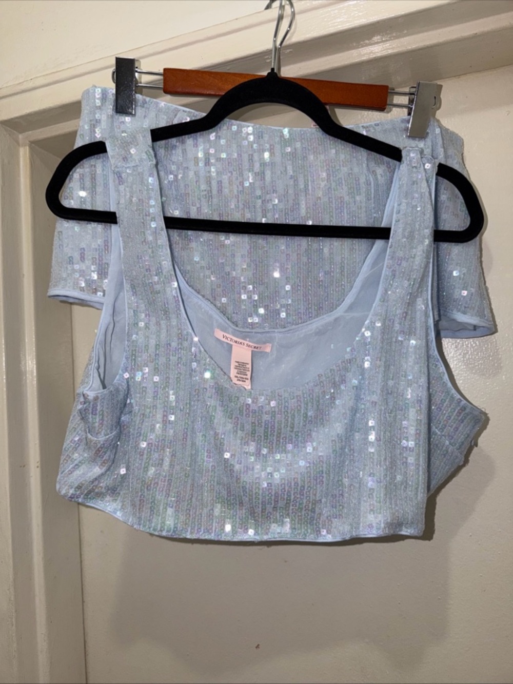 Victoria's Secret Pale Blue Sequin Cropped Tank